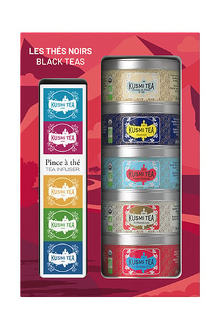 Surtido Les Thés Noirs ecológico - 5 latas de 20 g y una pinza de té