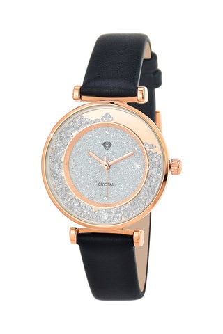 Montre à quartz en cuir - Noir