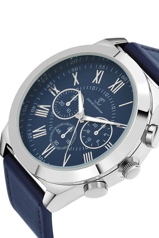 Montre à quartz en cuir Pascal Szerman - Bleu