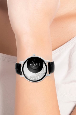 Montre à quartz en cuir - Diamants et cristaux de Bohème
