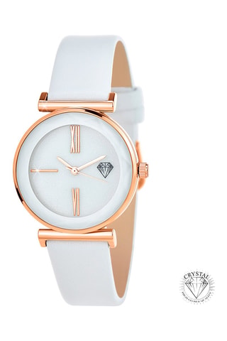 Montre à quartz en cuir - Blanc et doré