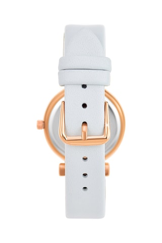 Montre à quartz en cuir - Blanc et doré