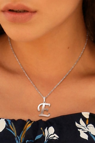 Collier - Argenté - Lettre au choix