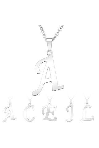 Collier - Argenté - Lettre au choix