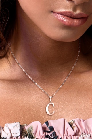 Collier - Argenté - Lettre au choix