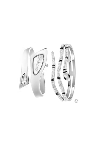 Parure montre à quartz en acier et jonc - Argenté