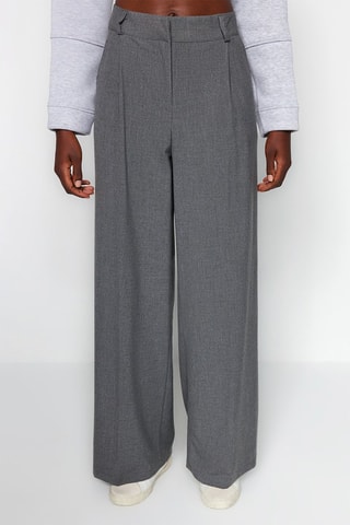 Pantaloni palazzo a vita alta - Grigio