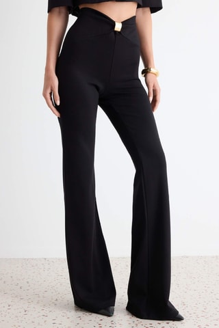 Pantalón flare de tiro alto - Negro