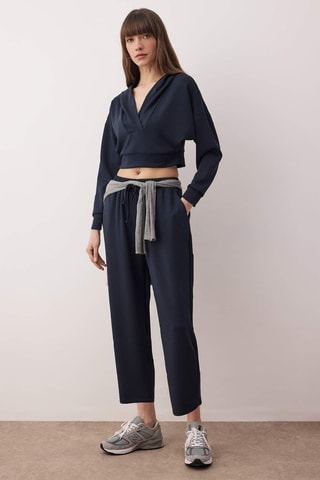 Sudadera corta con capucha y pantalón 7/8 - Gris