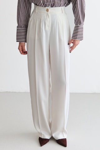 Pantalon wide legs taille haute - Blanc
