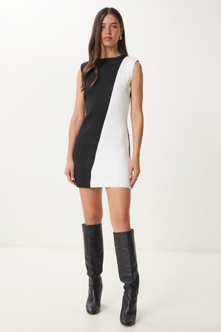 Vestido recto - Negro y blanco
