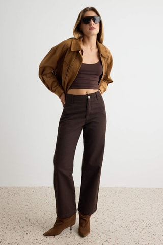 Pantaloni straight - Marrone