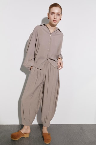 Camisa oversize y pantalón ancho - Marrón claro