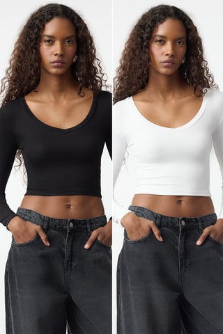 2 tops slim fit - Blanco y negro