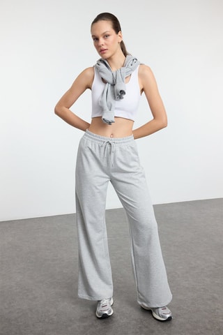 Pantaloni wide legs a vita alta - Grigio