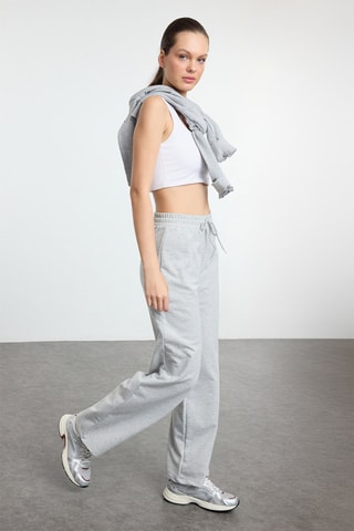 Pantaloni wide legs a vita alta - Grigio