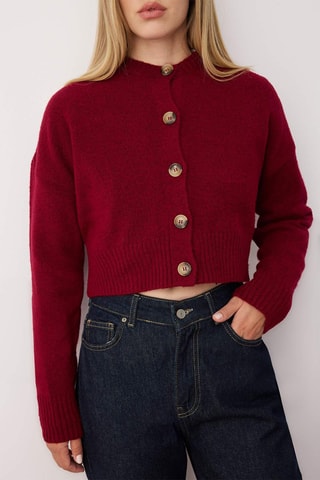 Cardigan - Grigio - Rosso