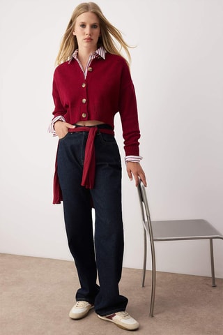 Cardigan - Grigio - Rosso