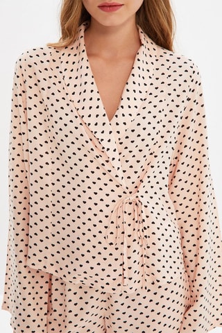 Pijama cruzado con estampado de corazones - Rosa