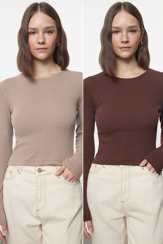 2 t-shirt - Marrone e beige