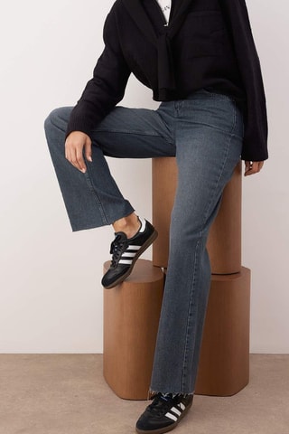Jeans wide legs a vita alta - Blu - Bianco e blu