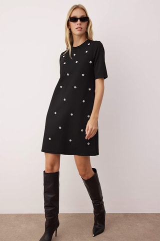 Vestido recto - Blanco y negro