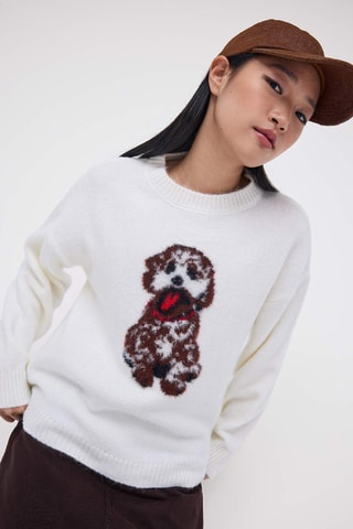Maglia oversize - Bianco - Beige
