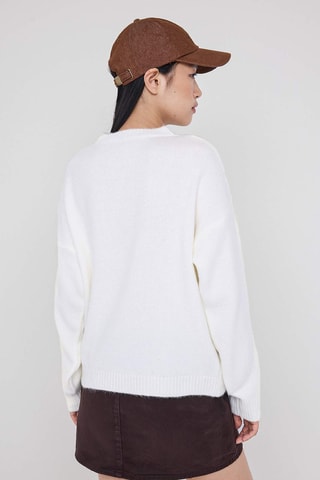 Maglia oversize - Bianco - Beige