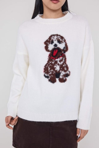 Maglia oversize - Bianco - Beige