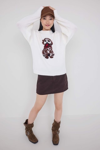 Maglia oversize - Bianco - Beige