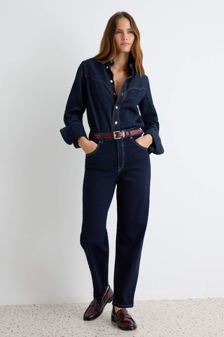 Jeans mom a vita alta - Blu scuro
