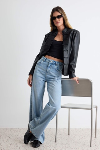 Jeans wide legs a vita alta - Blu
