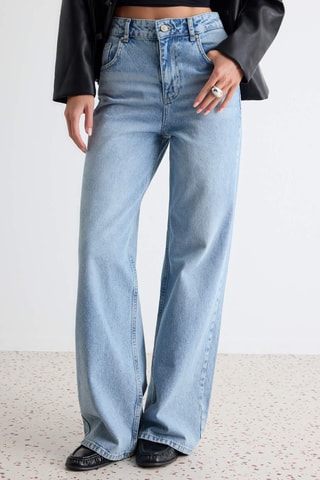 Jeans wide legs a vita alta - Blu