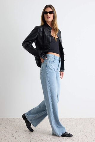 Jeans wide legs a vita alta - Blu