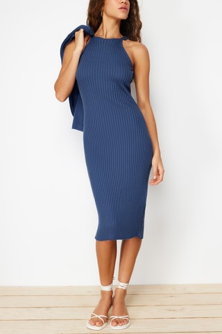 Vestido de tubo y cárdigan - Azul