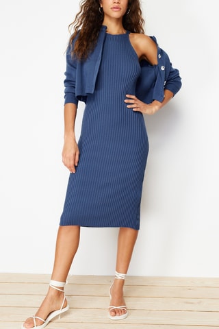 Vestido de tubo y cárdigan - Azul