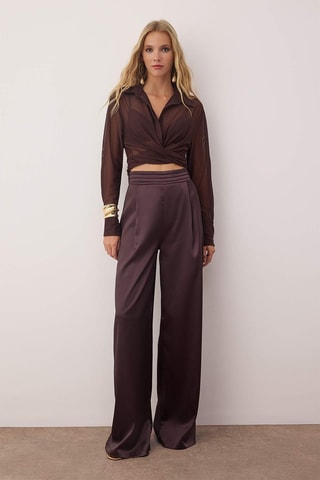 Pantalon wide legs - Marron