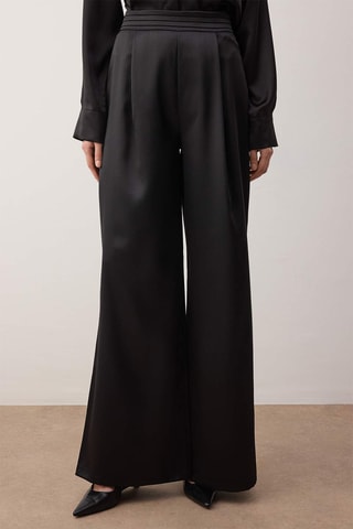 Pantaloni wide legs scuro - Nero