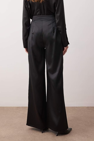 Pantaloni wide legs scuro - Nero