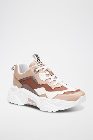 Zapatillas con plataforma - Blanco y marrón