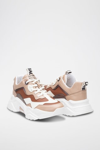 Zapatillas con plataforma - Blanco y marrón