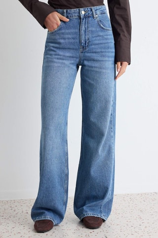 Jean wide legs taille haute - Bleu foncé