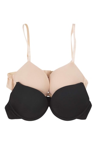 2 soutien-gorges push-up - Noir et beige