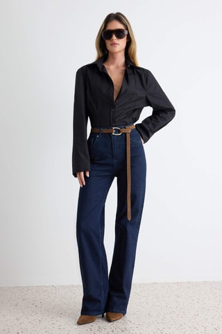 Jeans wide legs a vita alta - Blu scuro