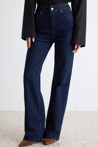 Jeans wide legs a vita alta - Blu scuro