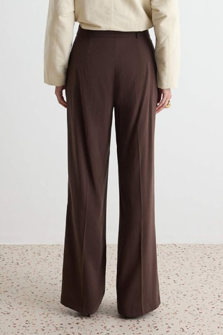 Pantaloni wide legs a vita alta - Marrone scuro