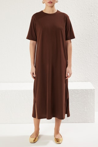 Abito midi - Marrone scuro