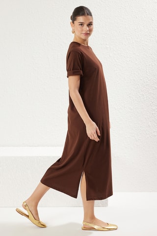 Abito midi - Marrone scuro