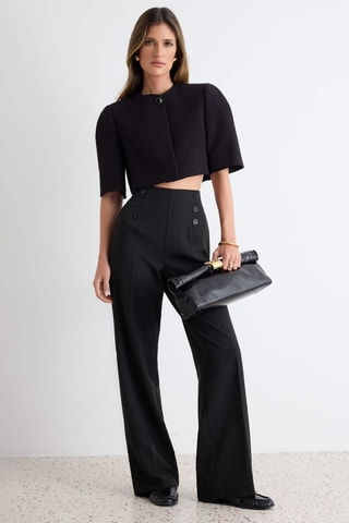 Pantalón wide leg. - Negro