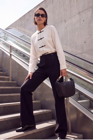 Pantalón wide leg. - Negro
